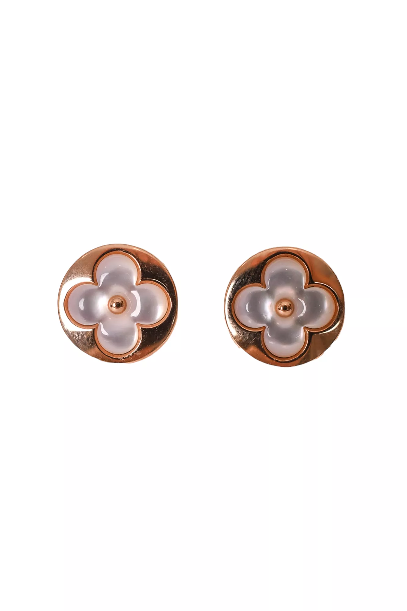 Louis Vuitton 18K Rose Gold/Mother of Pearl Colour Blossom Earrings