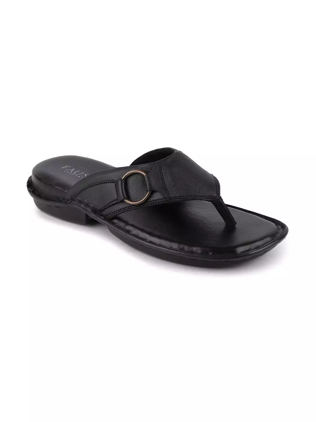 Men Black Casual Leather Slip-On Outdoor Slippers