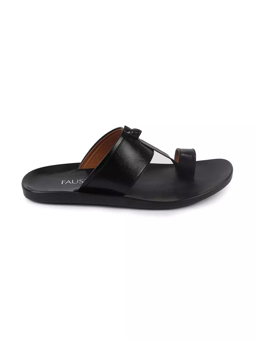 Men Black Slip On Outdoor Toe Ring Dress Slippers