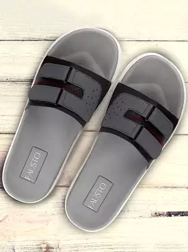 Men Black/Grey Casual Slip-On Multistrap Slider Flip-Flops