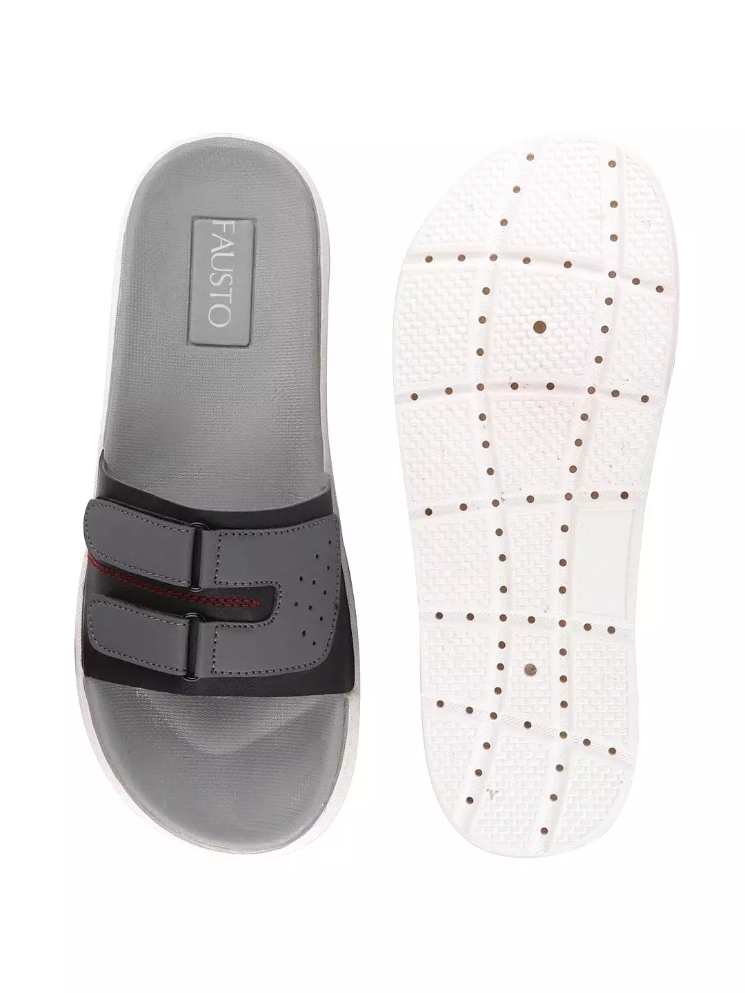 Men Black/Grey Casual Slip-On Multistrap Slider Flip-Flops