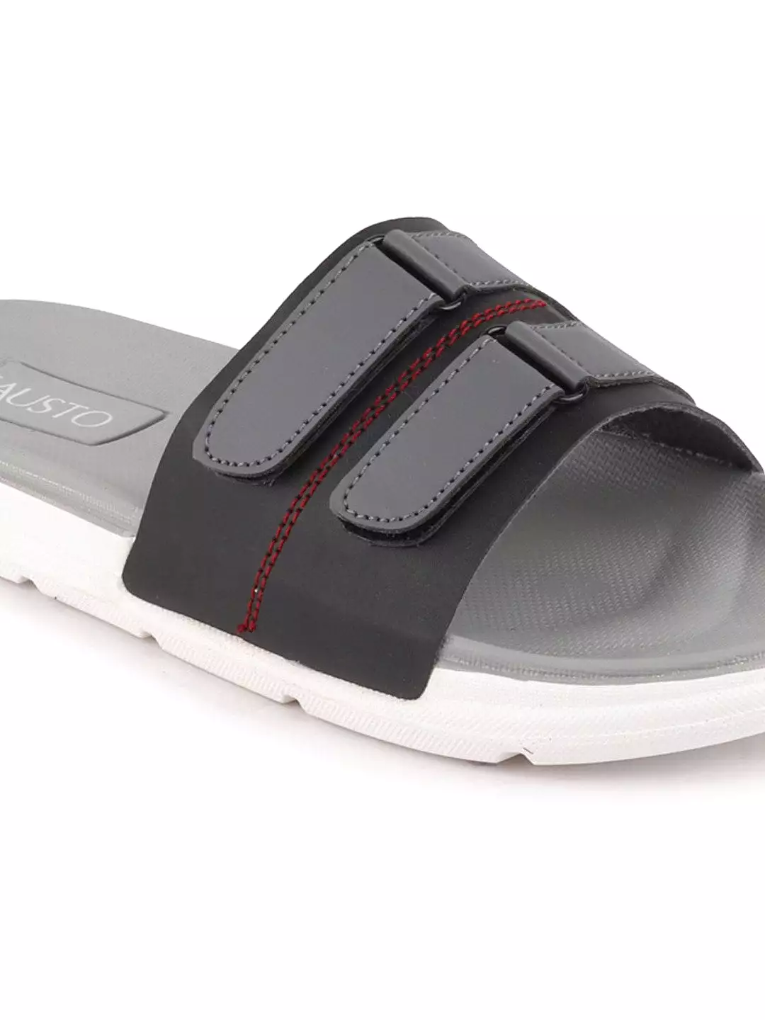 Men Black/Grey Casual Slip-On Multistrap Slider Flip-Flops