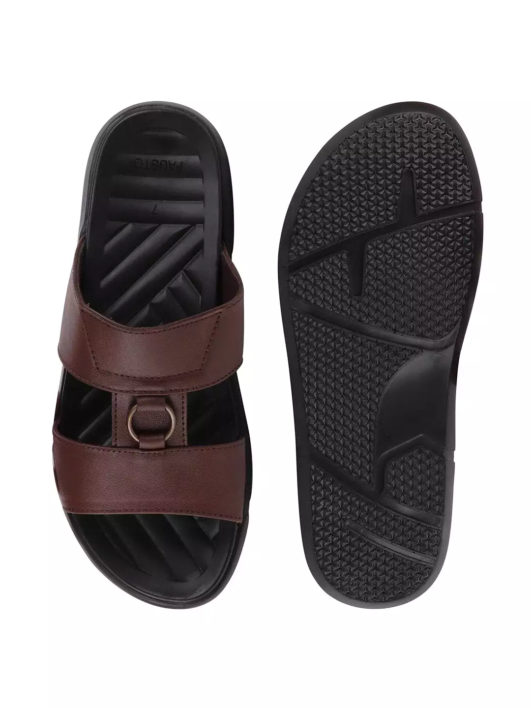 Men Brown Casual Leather Slip-On Dress Slippers