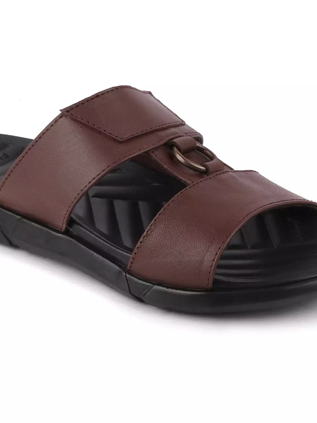 Men Brown Casual Leather Slip-On Dress Slippers