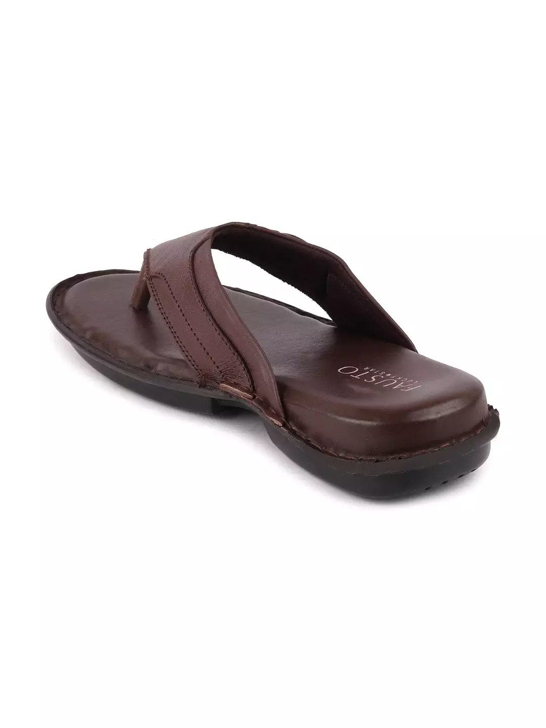 Men Brown Casual Leather Slip-On Outdoor Slippers