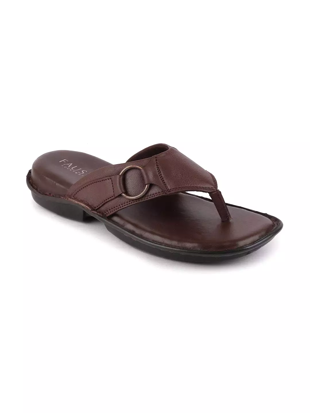 Men Brown Casual Leather Slip-On Outdoor Slippers