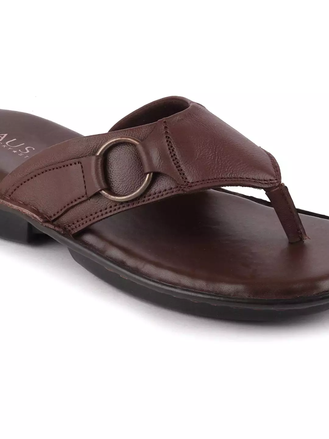 Men Brown Casual Leather Slip-On Outdoor Slippers