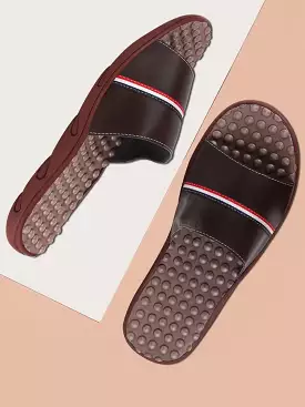 Men Brown Casual Slip-On Flip-Flops