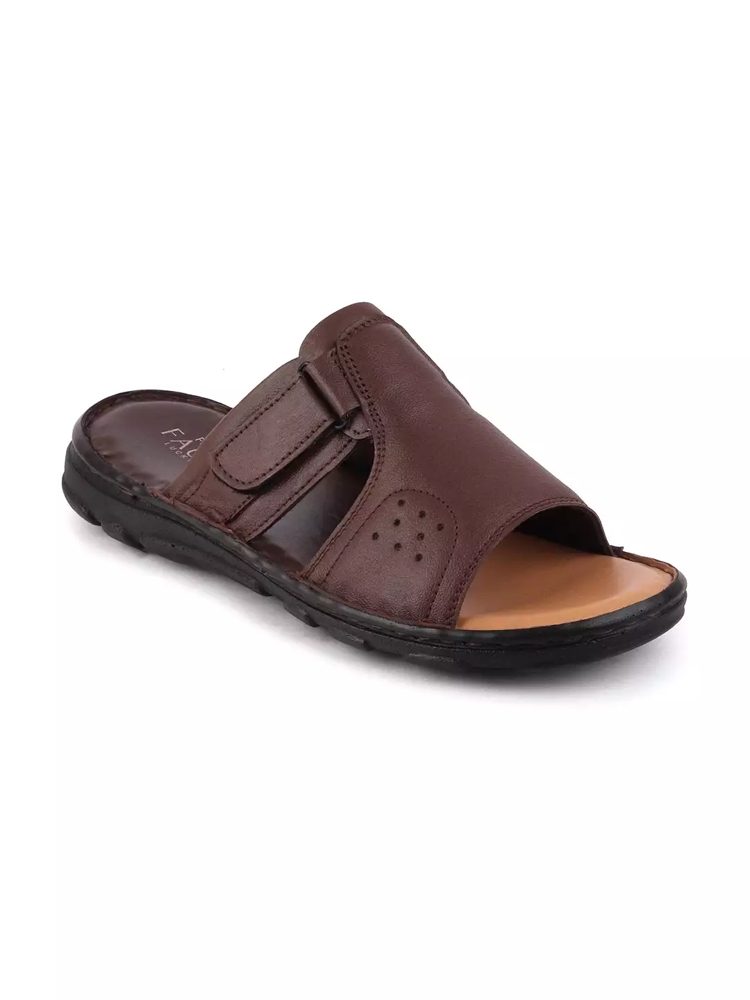 Men Brown Formal Leather Slip-On Dress Slip-On Slippers