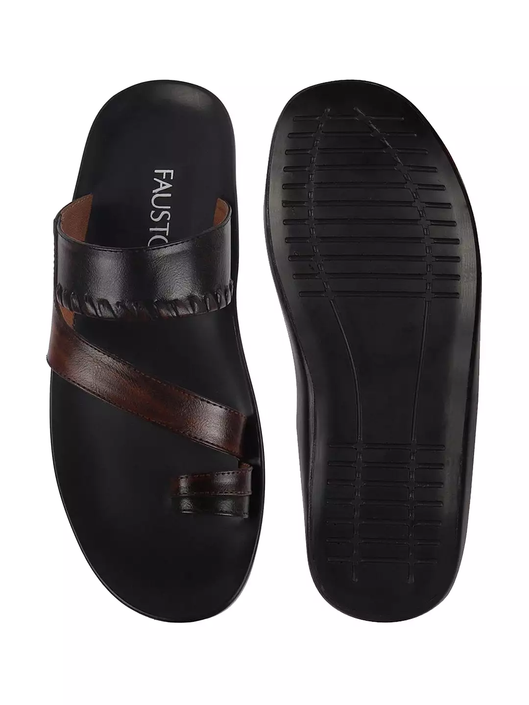 Men Brown Slip On Outdoor Toe Ring Slippers