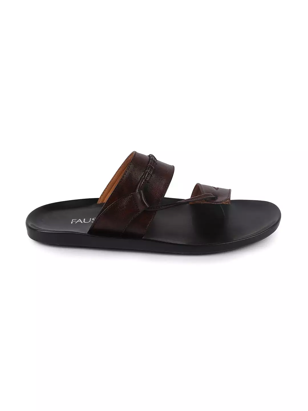 Men Brown Slip On Stylish Toe Ring Slippers