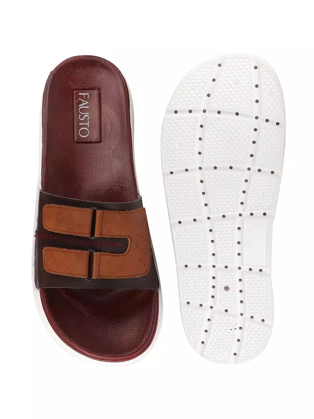 Men Brown/Tan Casual Slip-On Multistrap Slider Flip-Flops