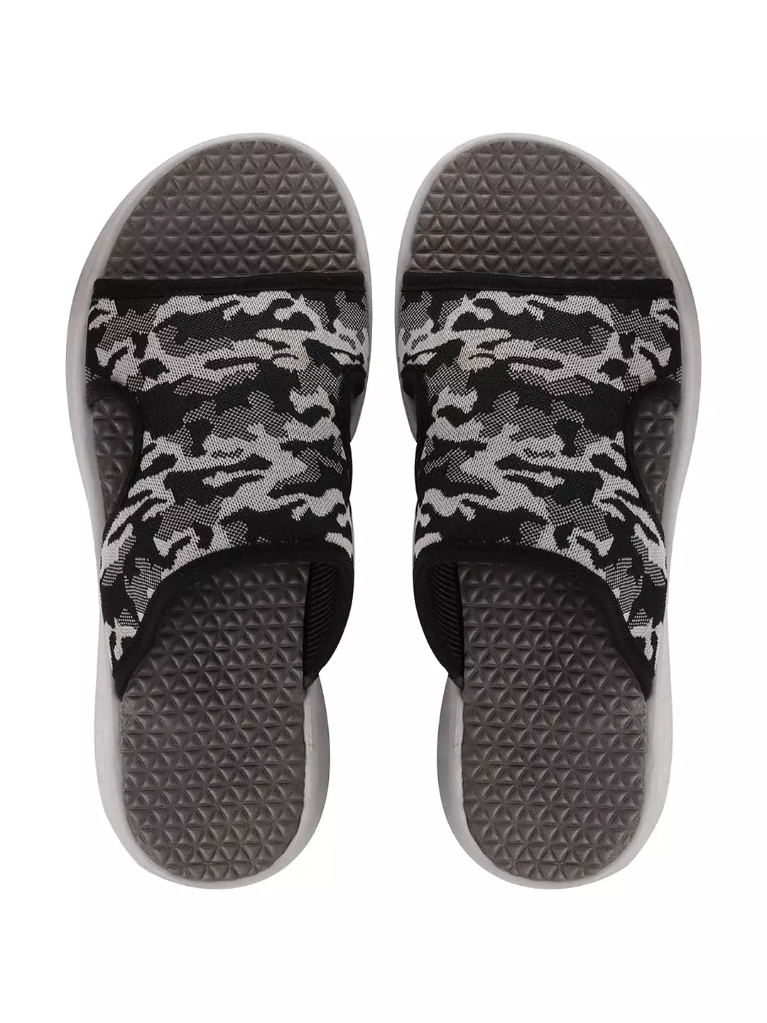 Men Grey Casual Slip-On Army Print Slider Flip-Flops