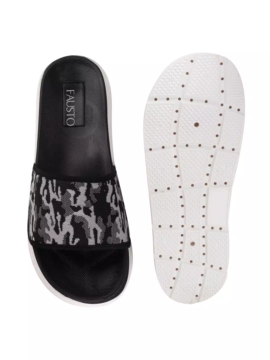 Men Grey Casual Slip-On Printed Slider Flip-Flops