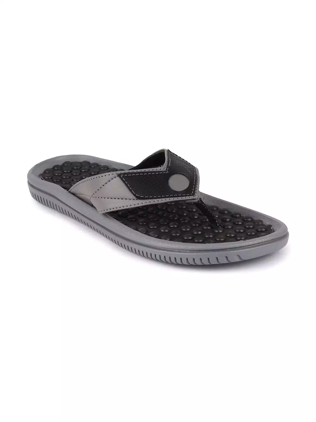 Men Grey/Black Casual Slip-On Slippers