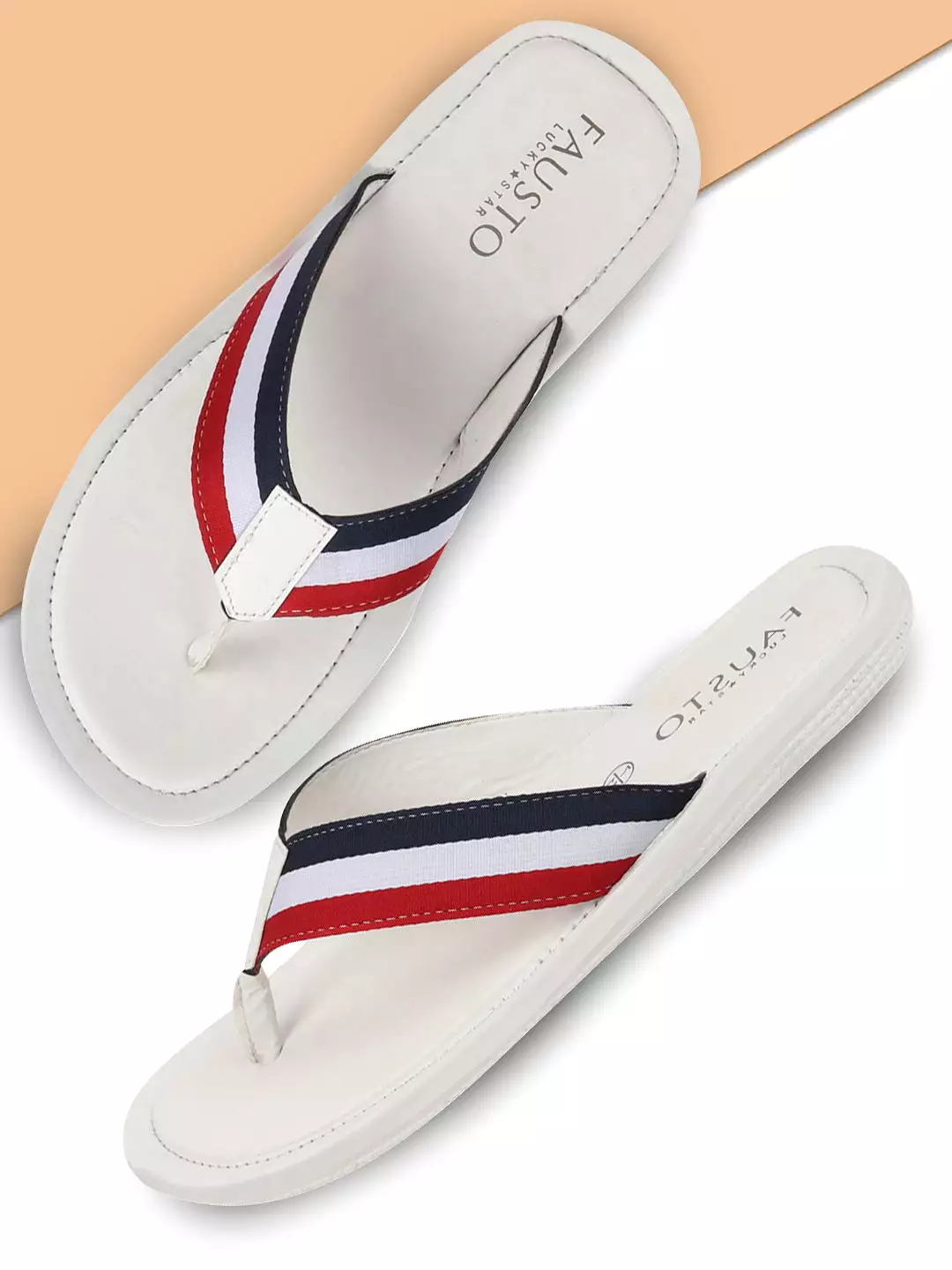 Men Multi Beach Stripe Slippers & Flip Flops