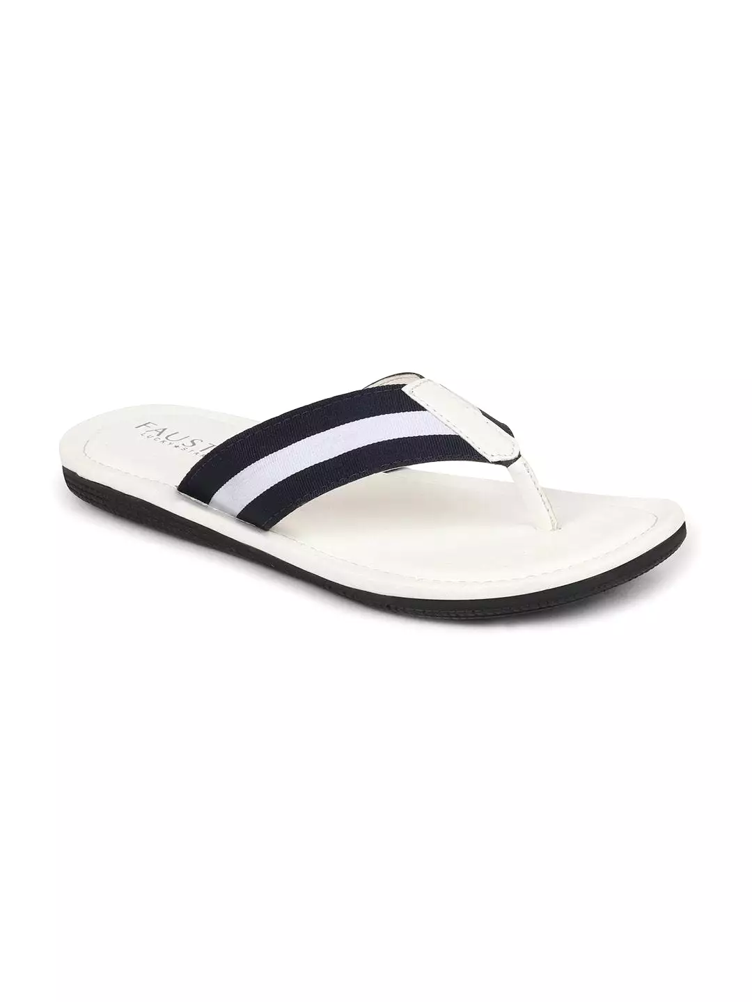 Men Navy Blue Beach Stripe Slippers & Flip Flops