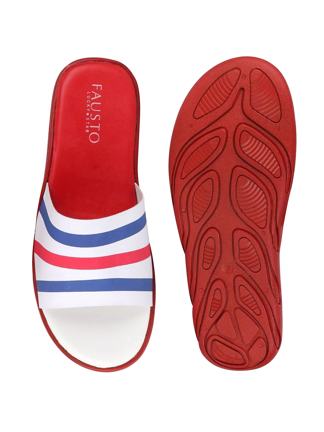 Men Red/Blue Casual Slip-On Flip-Flops