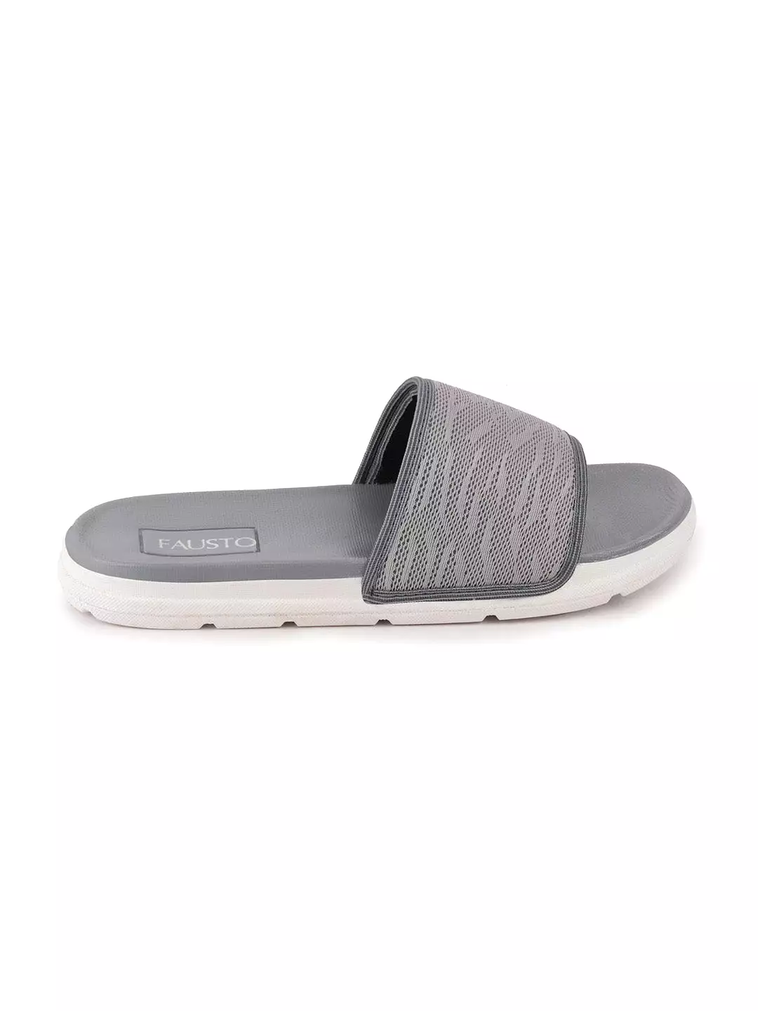 Men Steel Grey Casual Slip-On Slider Flip-Flops