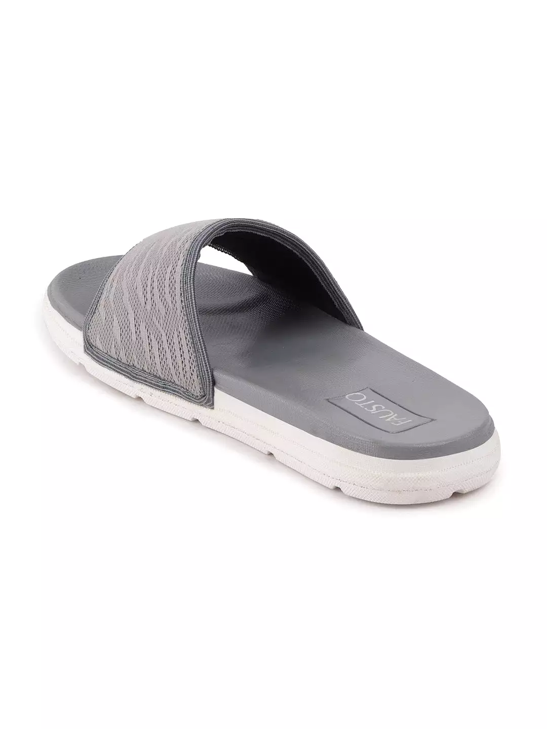 Men Steel Grey Casual Slip-On Slider Flip-Flops