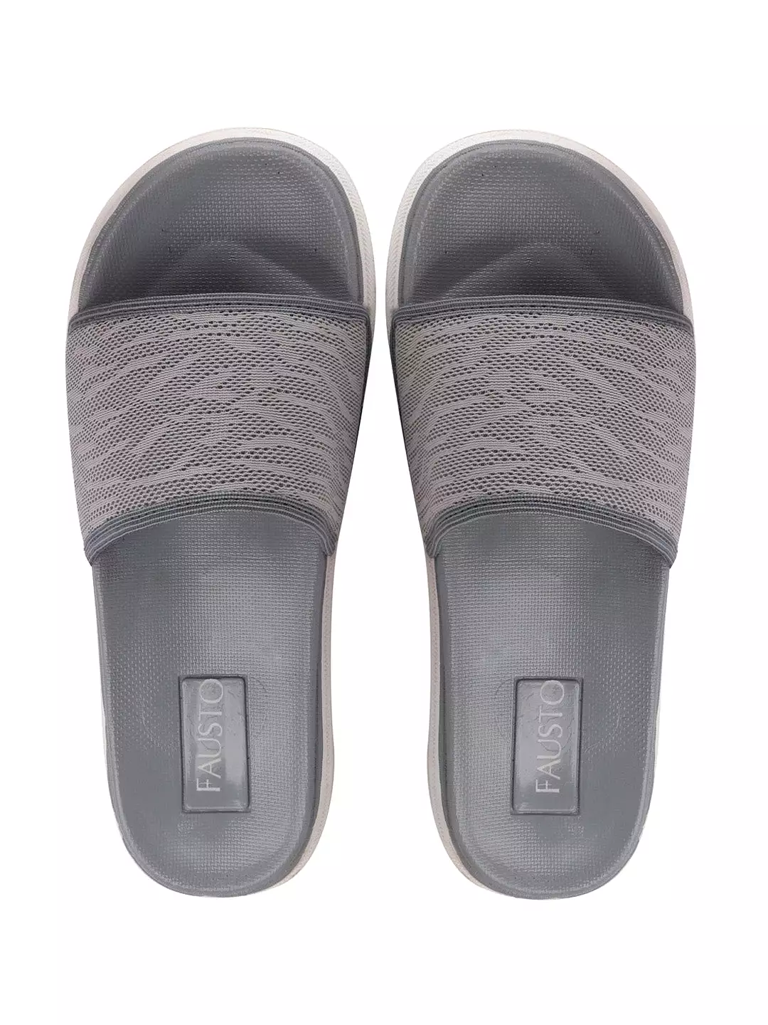 Men Steel Grey Casual Slip-On Slider Flip-Flops