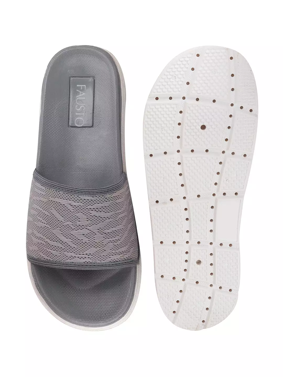 Men Steel Grey Casual Slip-On Slider Flip-Flops