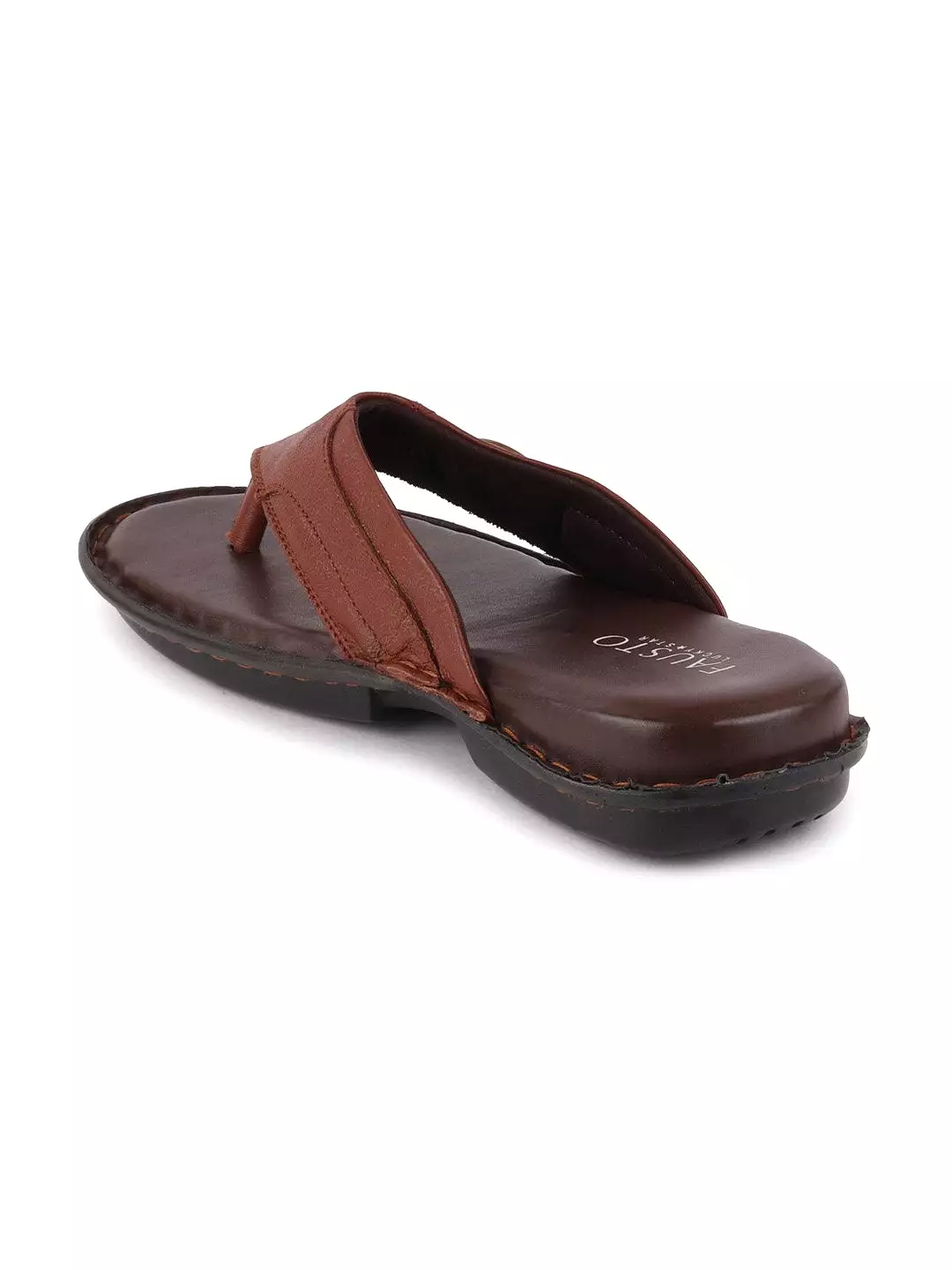 Men Tan Casual Leather Slip-On Outdoor Slippers