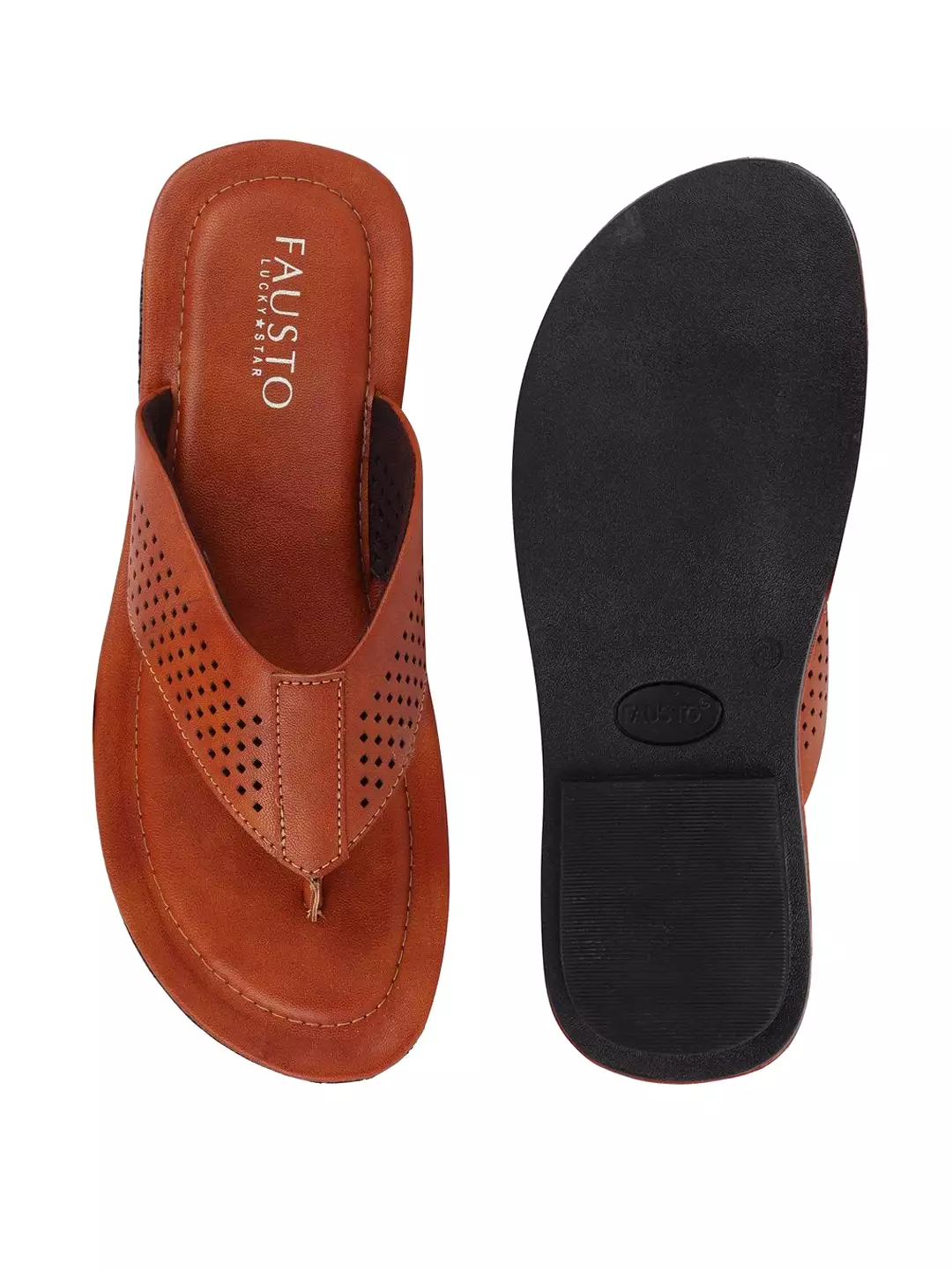 Men Tan Indoor & Outdoor Slippers