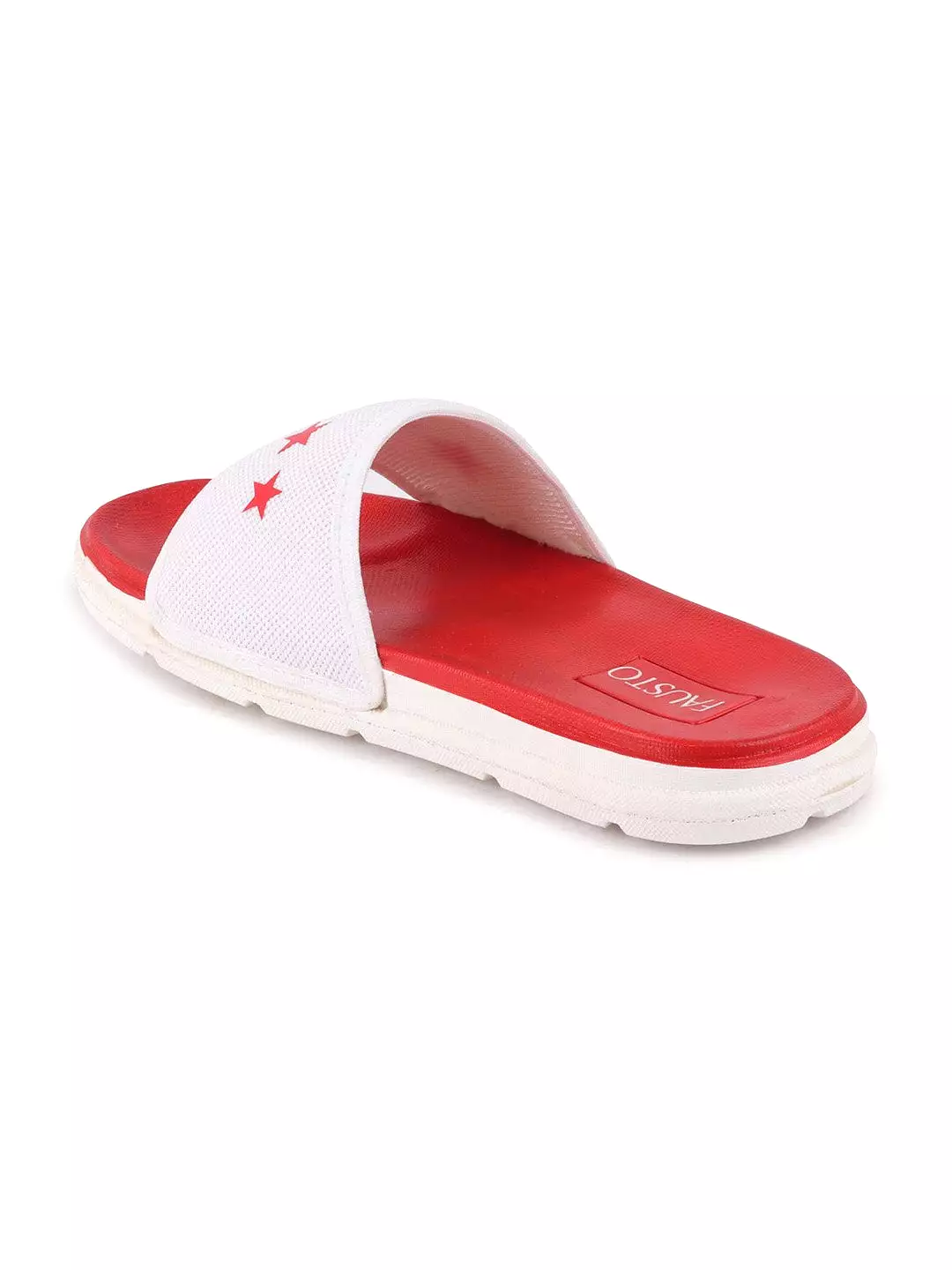 Men White/Red Casual Slip-On Flip-Flops