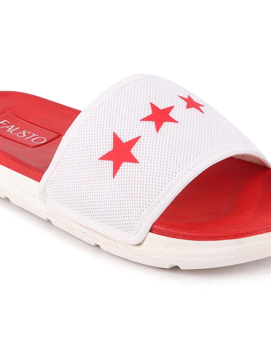 Men White/Red Casual Slip-On Flip-Flops