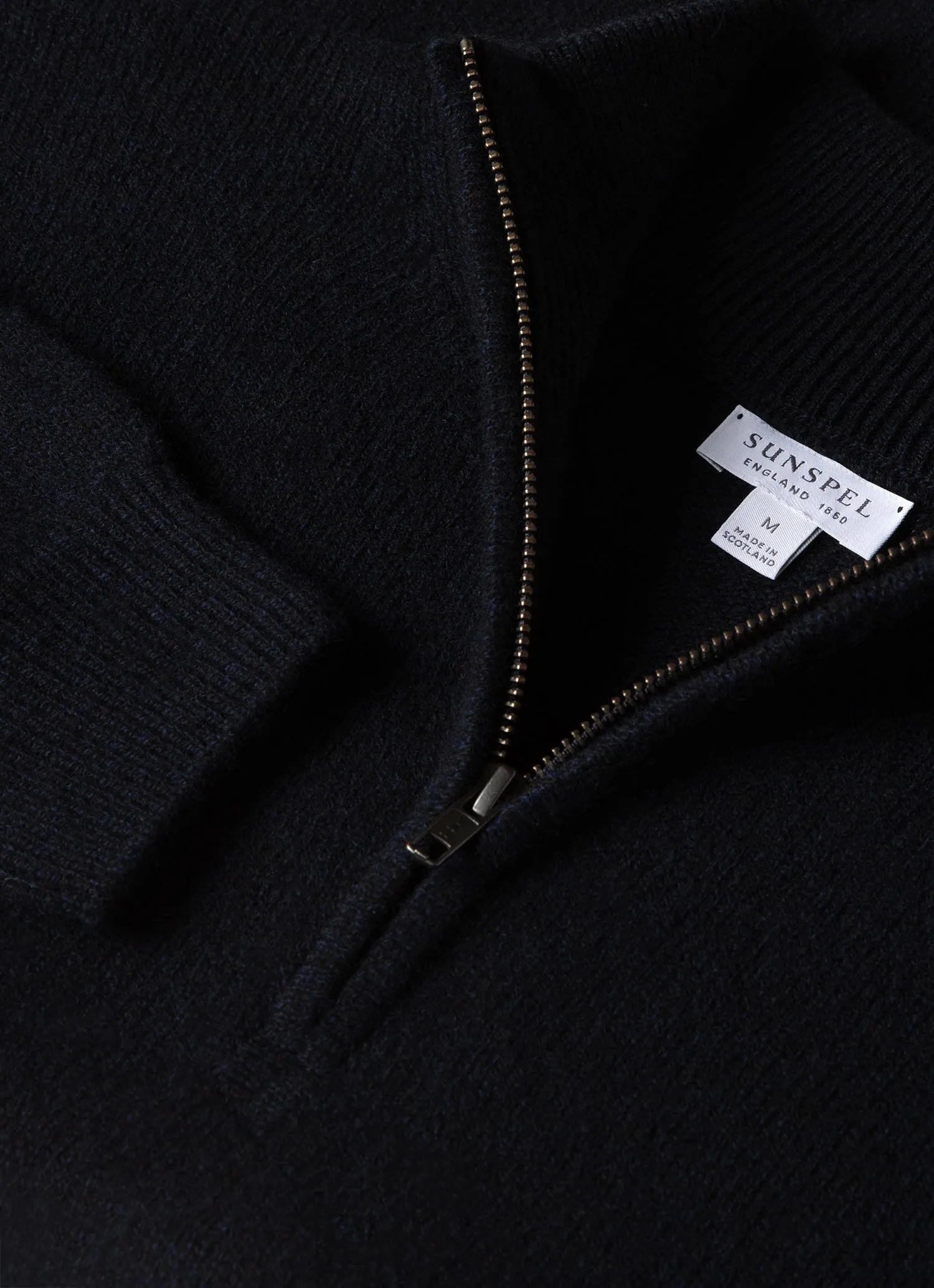 Men's Lambswool Half Zip Jumper in Dark Navy Mouline