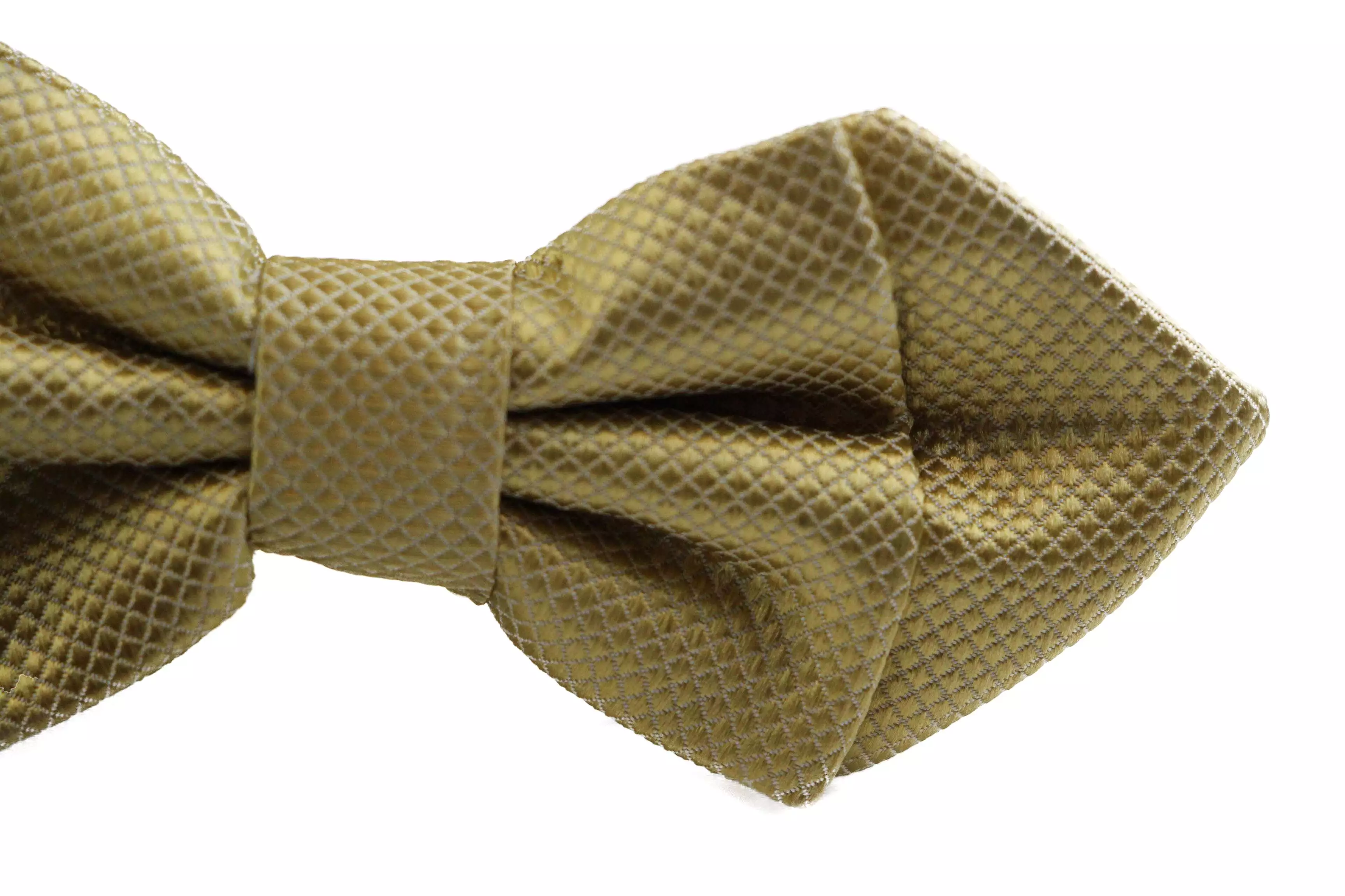 Mens Mustard Yellow Diamond Shaped Checkered Bow Tie