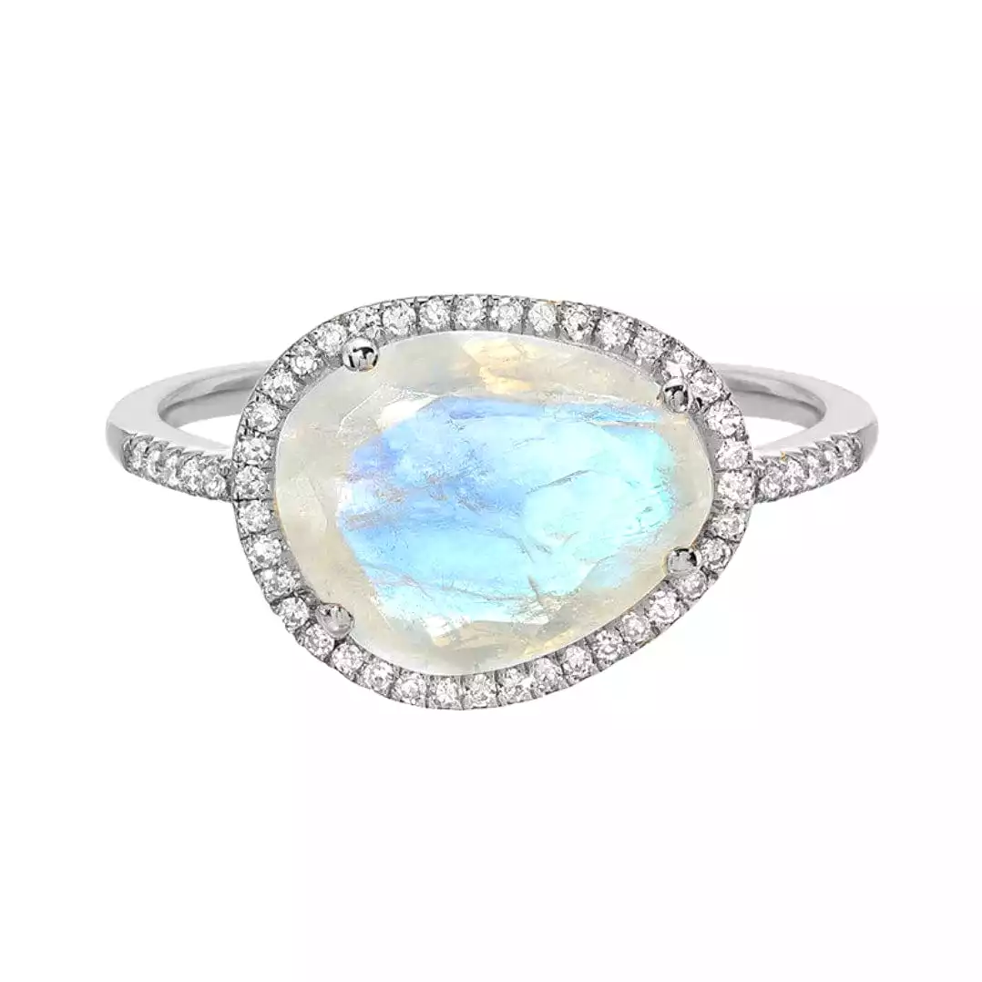 Moonstone and Diamond Ring