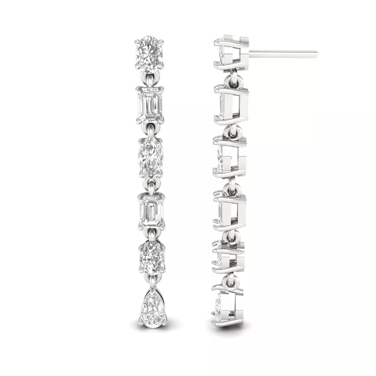 Multi-Diamond Dangle Earrings, Lab Grown