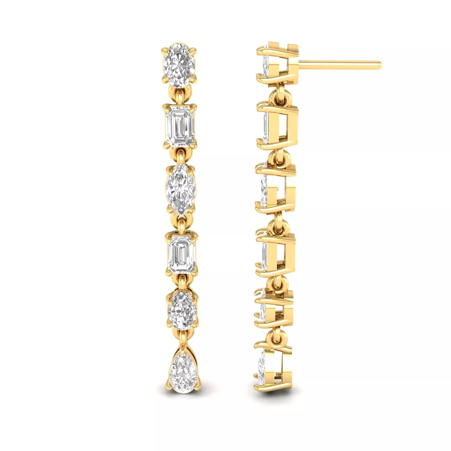 Multi-Diamond Dangle Earrings, Lab Grown