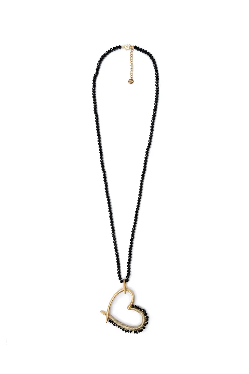 MYA ACCESSORIES | Collana lunga microcristalli pendente cuore