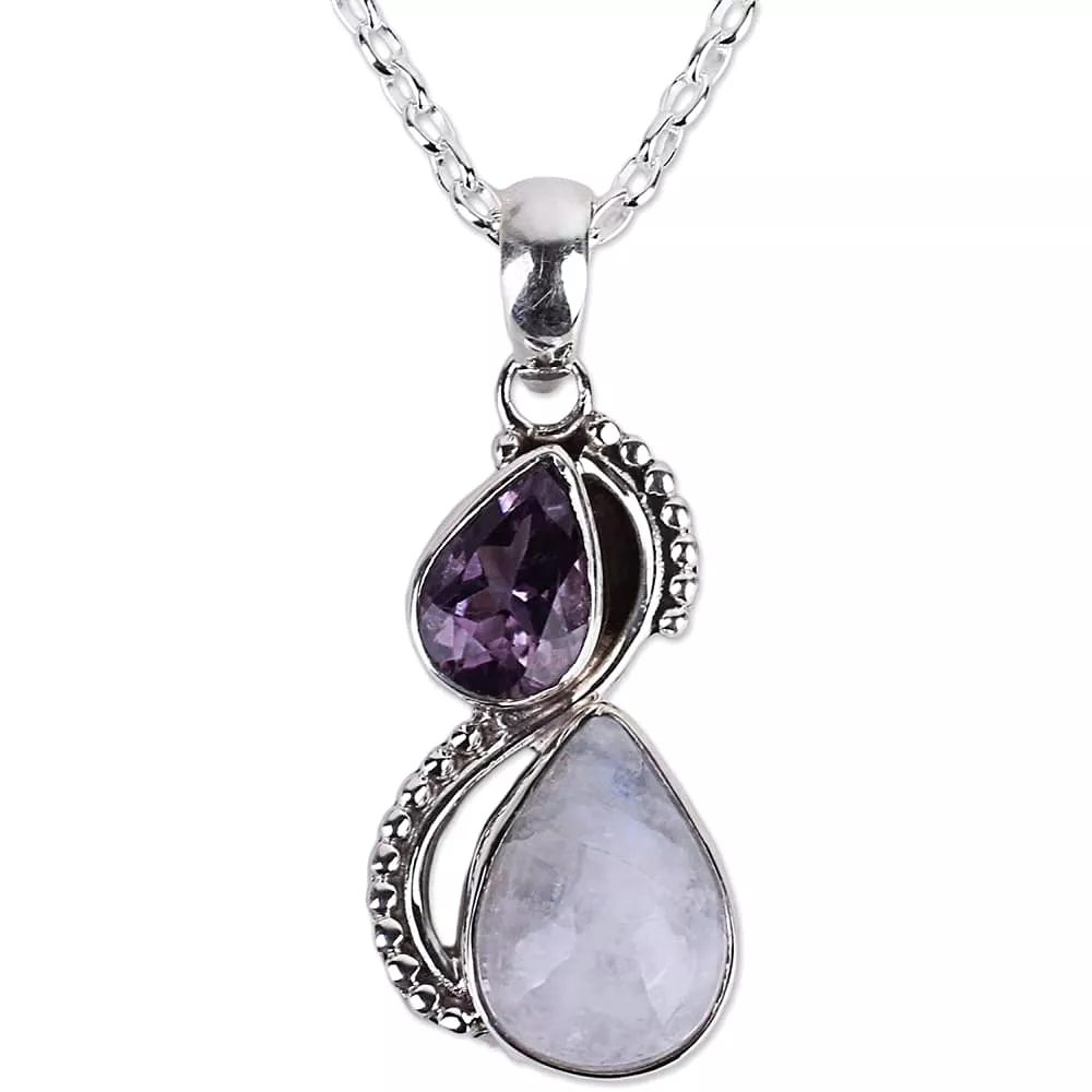 NOVICA Amethyst Rainbow Moonstone .925 Sterling