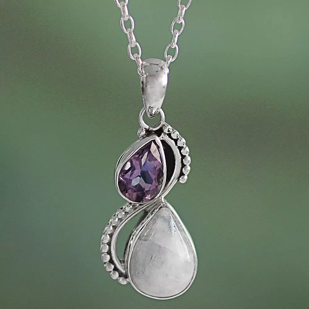 NOVICA Amethyst Rainbow Moonstone .925 Sterling