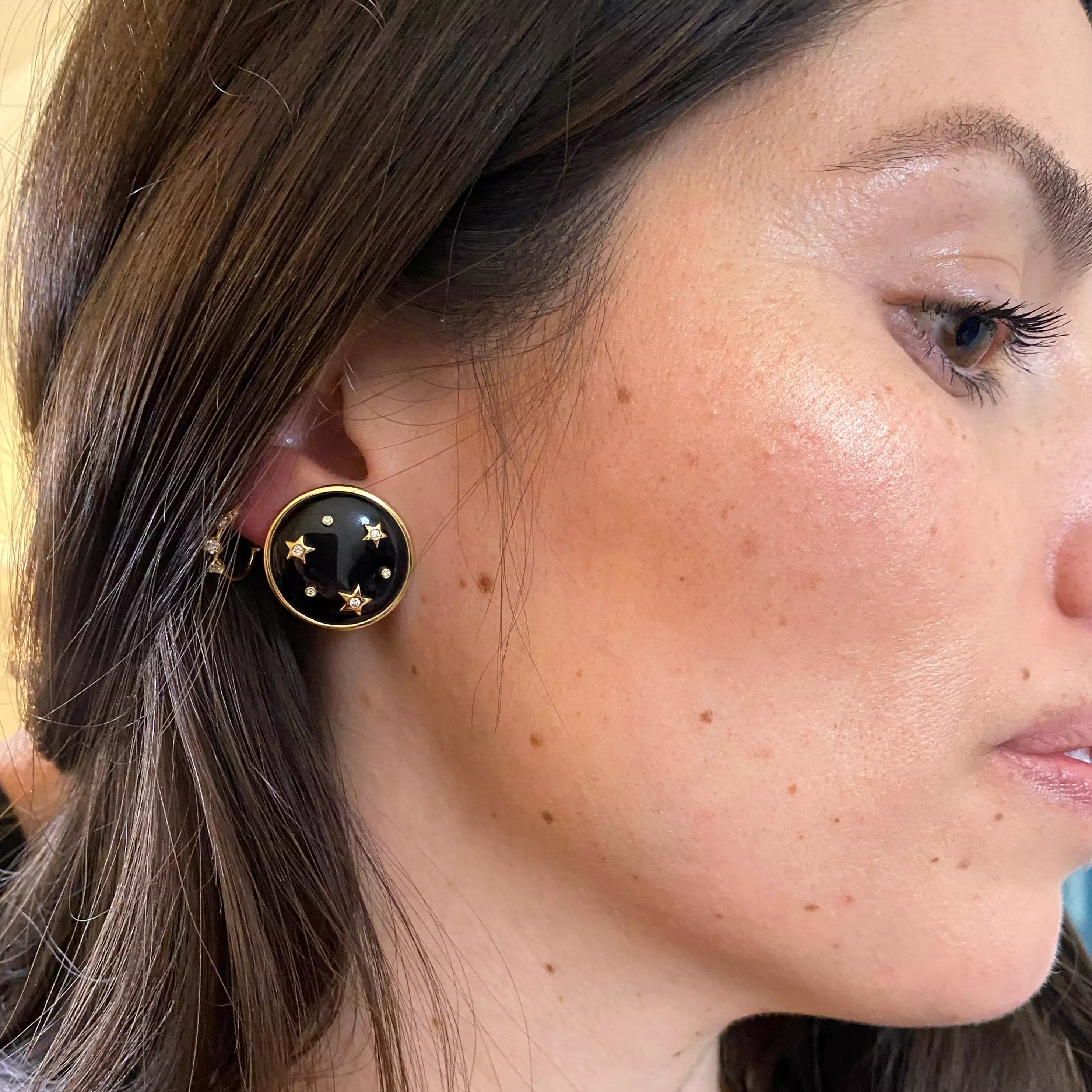 Onyx Le Stelle Button Earrings