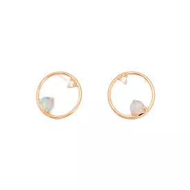 Opal & Diamond Circle Earrings