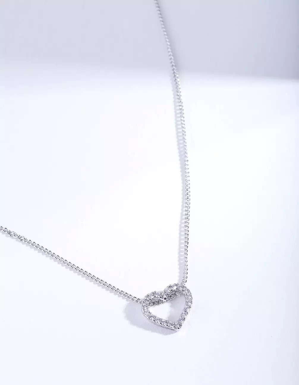 Pave Open Heart Pendant Necklace