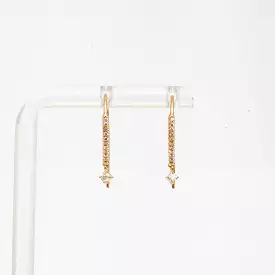 Pavé Diamond Bar & Dangling Diamond Short Wire Threader Earrings