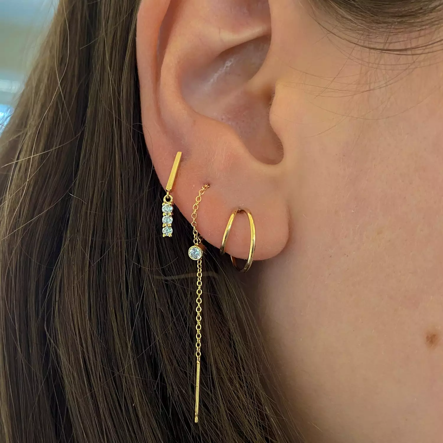 Pavé Drop Bar Earrings