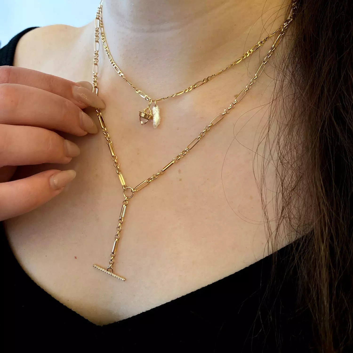 Pavé Toggle Lariat Necklace