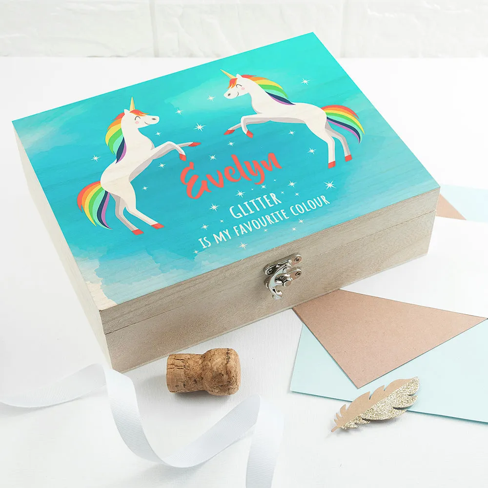 Personalised Rainbow Unicorn Accessories Box