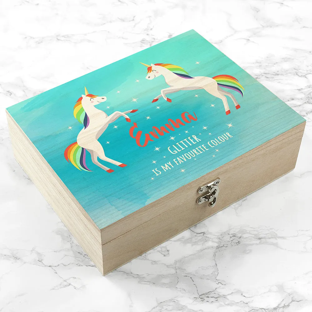 Personalised Rainbow Unicorn Accessories Box