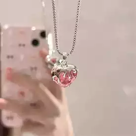 Pink Crystal Heart Necklace MK18665