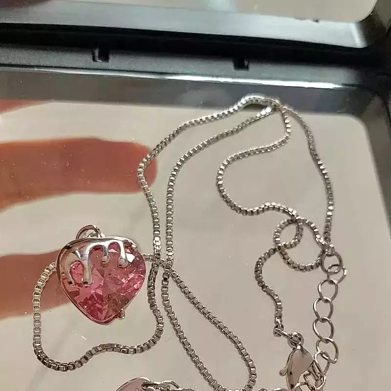 Pink Crystal Heart Necklace MK18665