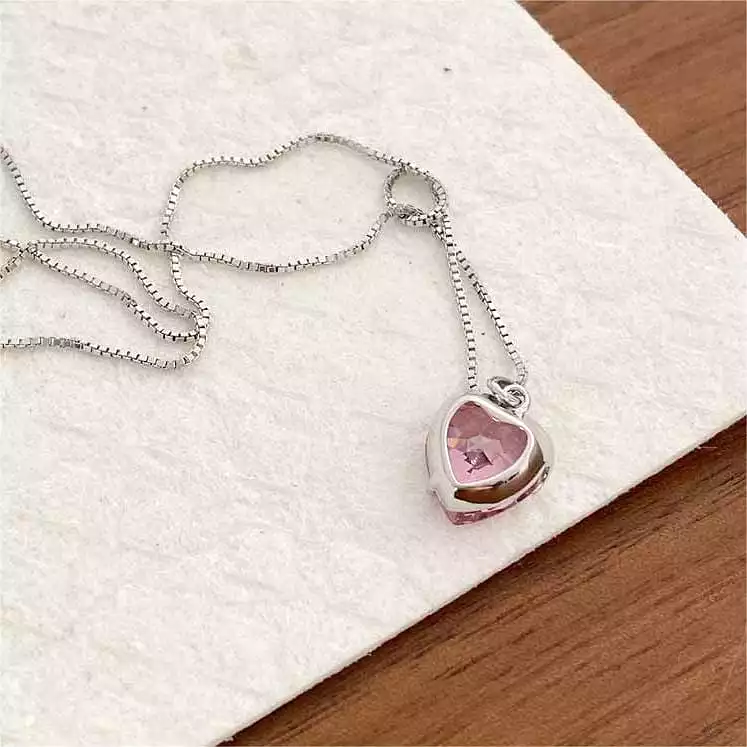 Pink Crystal Heart Necklace MK18665