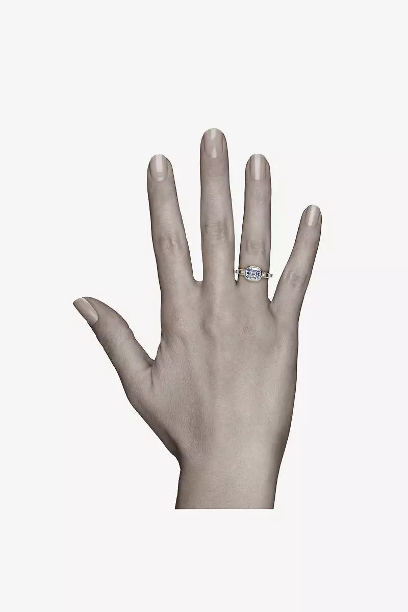 Pixel Dust Open Set Solitaire Ring - Burmese Spinel Cushion Cut in White Gold